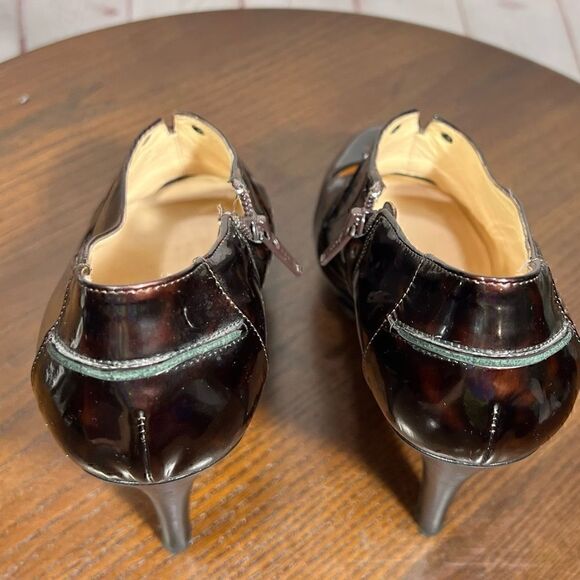 37 (7) CHRISTIAN LOUBOUTIN patent leather animal print lace up booties EUC - Picture 6 of 11